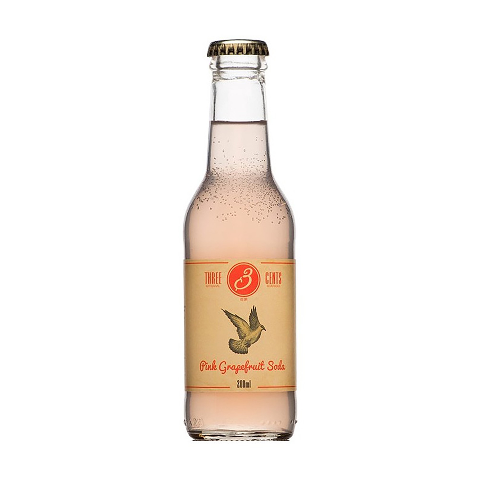 Soda artisanal grec au pamplemousse rose 200ml THREE CENTS