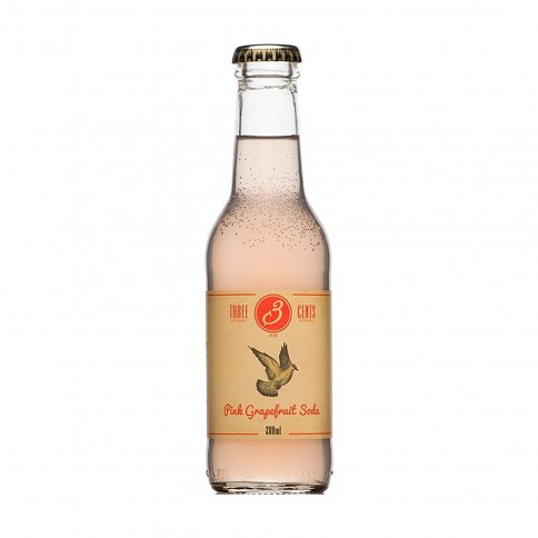 Pink grapefruit soda, greek artisanal beverage 330ml THREEE CENTS