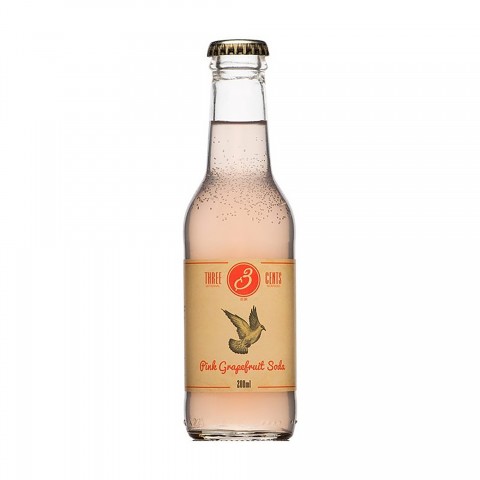 Pink grapefruit soda, greek artisanal beverage 330ml THREEE CENTS