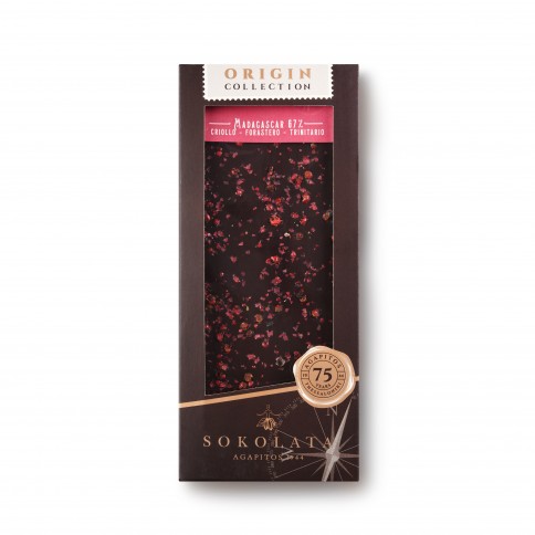 Handmade Madagascar Dark Chocolate 67% Cocoa and Pink Pepper, Cinnamon, Cardamom AGAPITOS