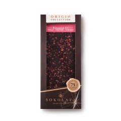 Chocolat noir artisanal de Madagascar 67% cacao au poivre rose, cannelle, cardamome