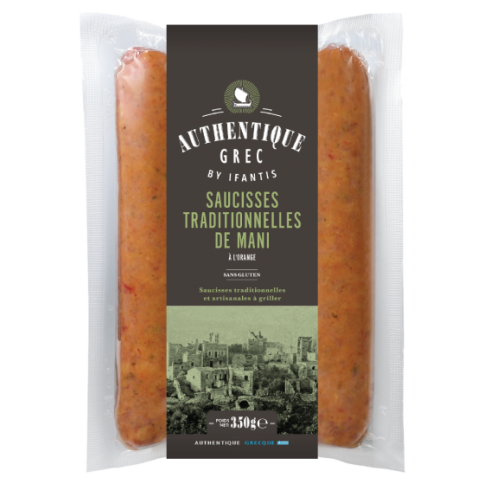 Saucisses traditionnelles de Mani à l'orange 350g Authentique Grec