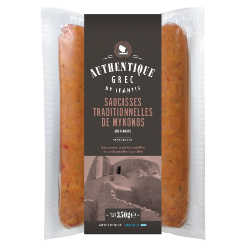 Saucisses traditionnelles de Mykonos aux oignons 350g Authentique Grec