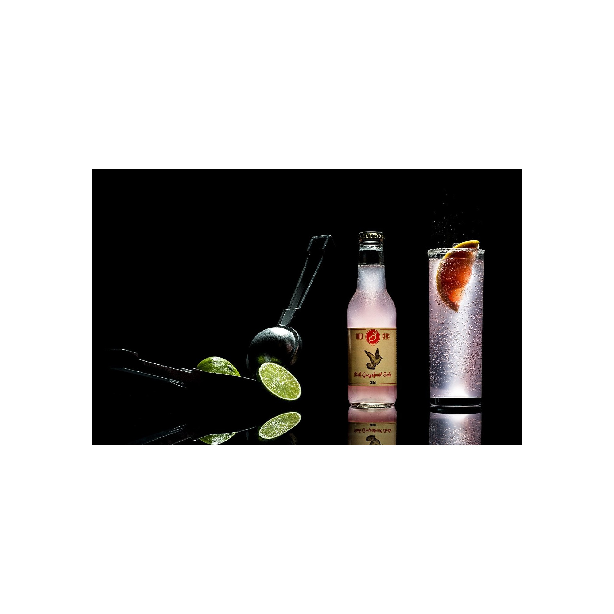 Soda artisanal grec au pamplemousse rose 200ml THREE CENTS