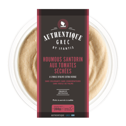 Houmous Santorin aux tomates séchées, prêt à déguster 200g Authentique Grec