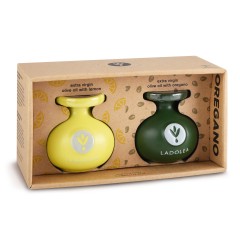 Box of extra virgin olive oil with lemon and oregano 2x80ml LADOLEA