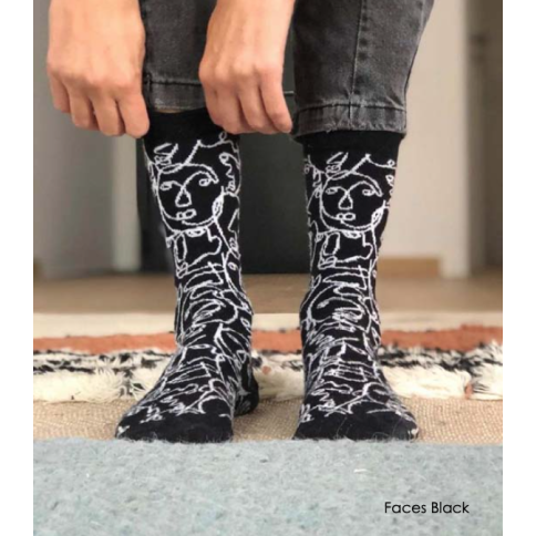 Greek Black Socks "Faces" A FUTURE PERFECT