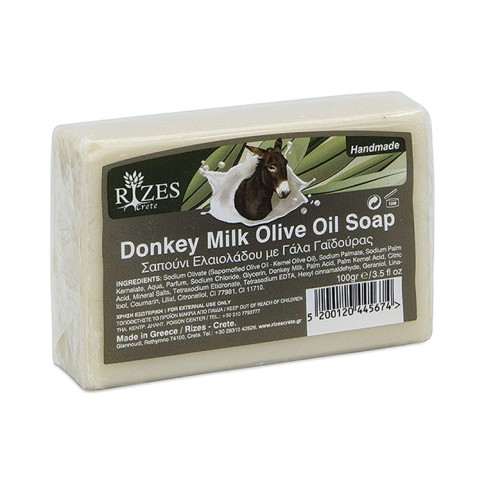 Handmade cretan Donkey milk olive oil soap 100g RIZES CRETE